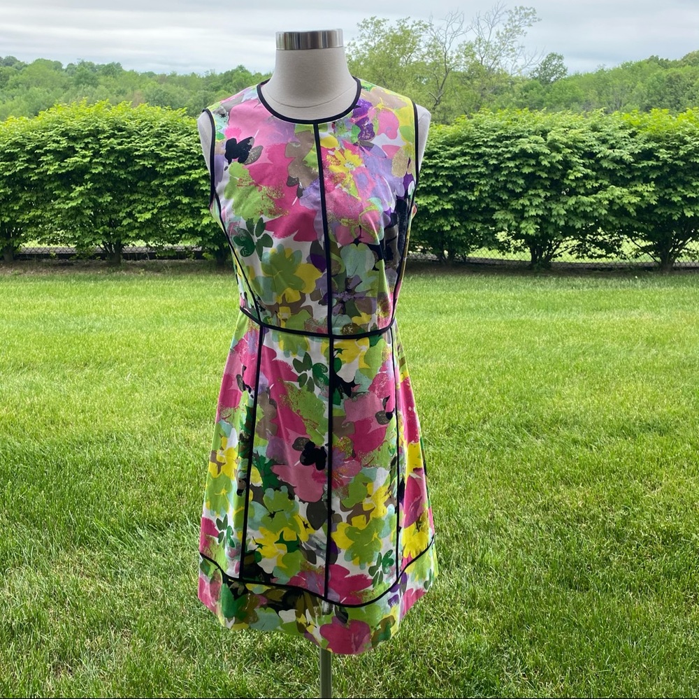 Calvin Klein Sleeveless Floral Watercolor Sheath Dress Size 8